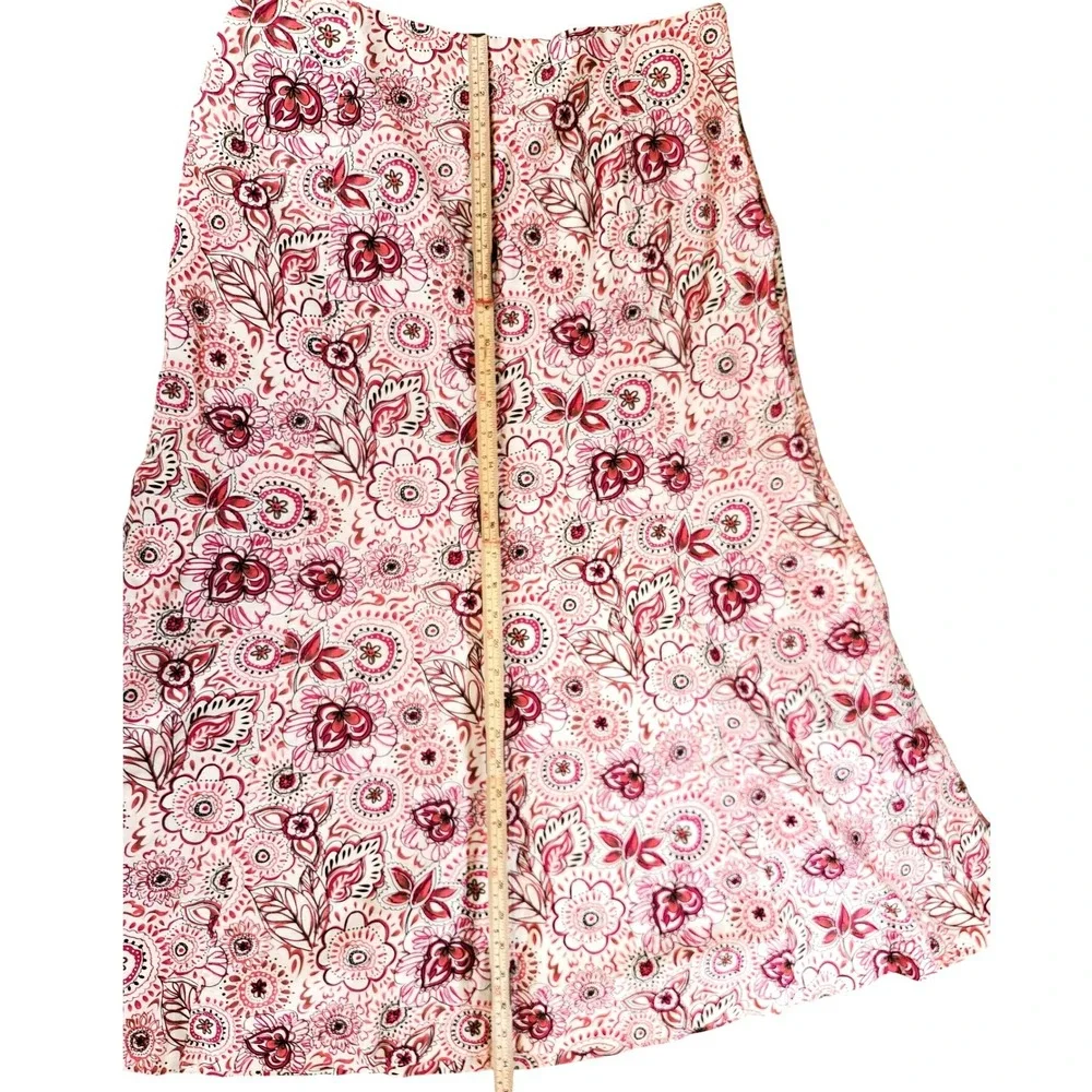Christopher & Banks Y2K Pink Floral Linen Blend A-Line Midi Skirt‎ Size 10